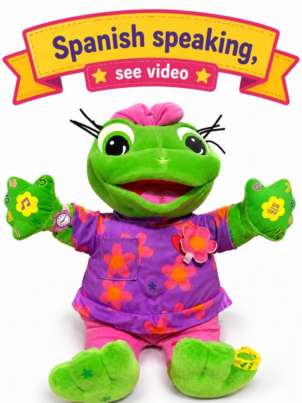 LeapFrog La Ranita Lily SPANISH Learning Frog Plush Interactive Counting Music